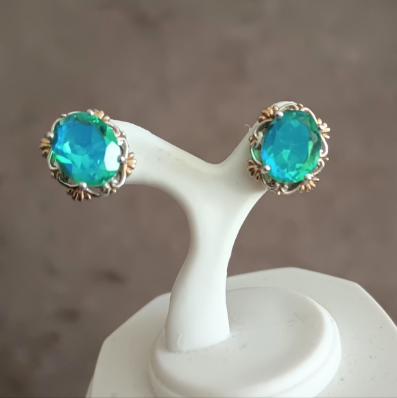 Peacock quartz earrings - Picture 2 of 14